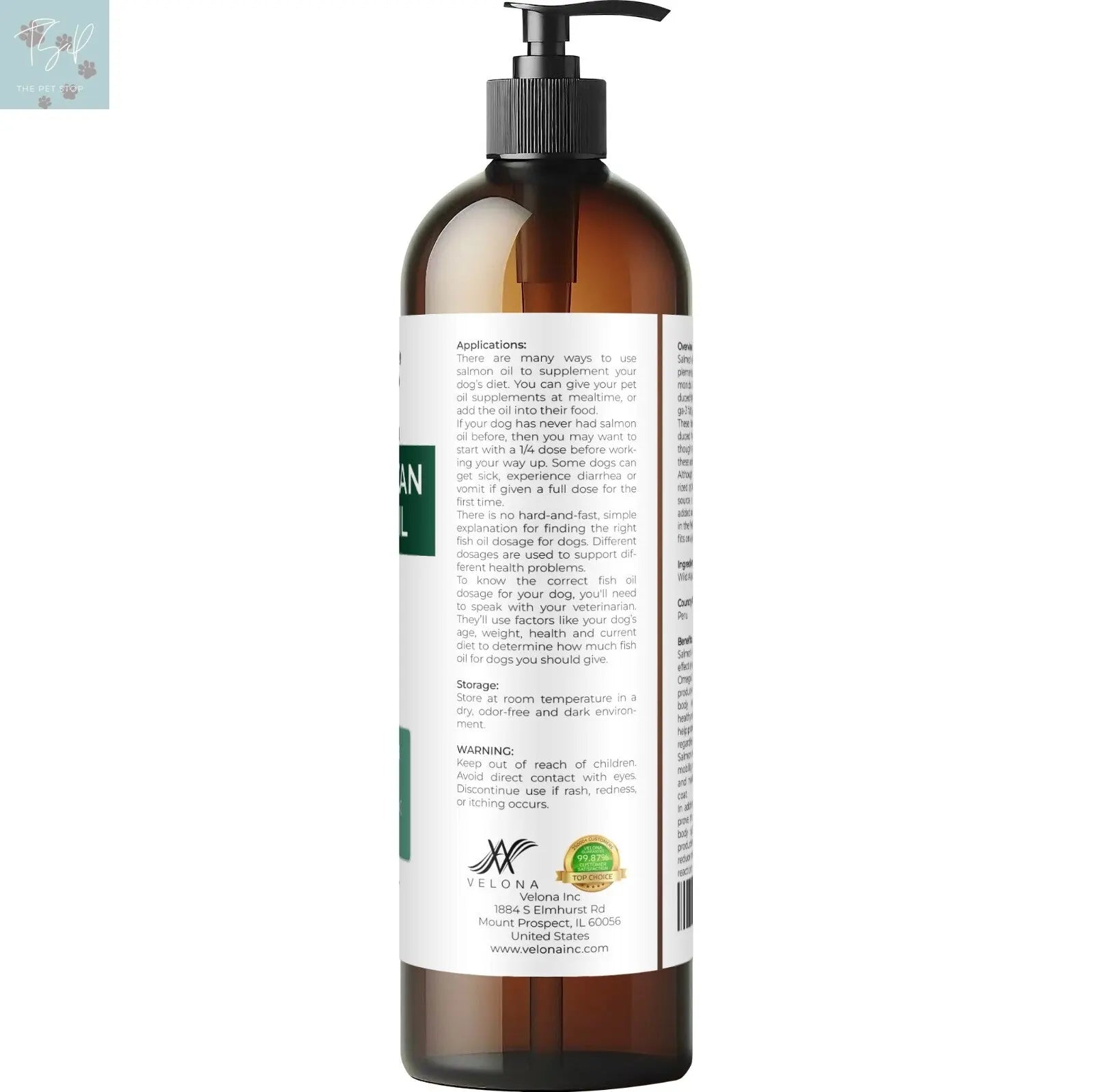 Velona Wild Alaskan Salmon Oil for Dogs and Cats - 2 Fl Oz and 1 Gallon Options, Rich in Omega-3 and EPA for Healthy Coat Does not apply