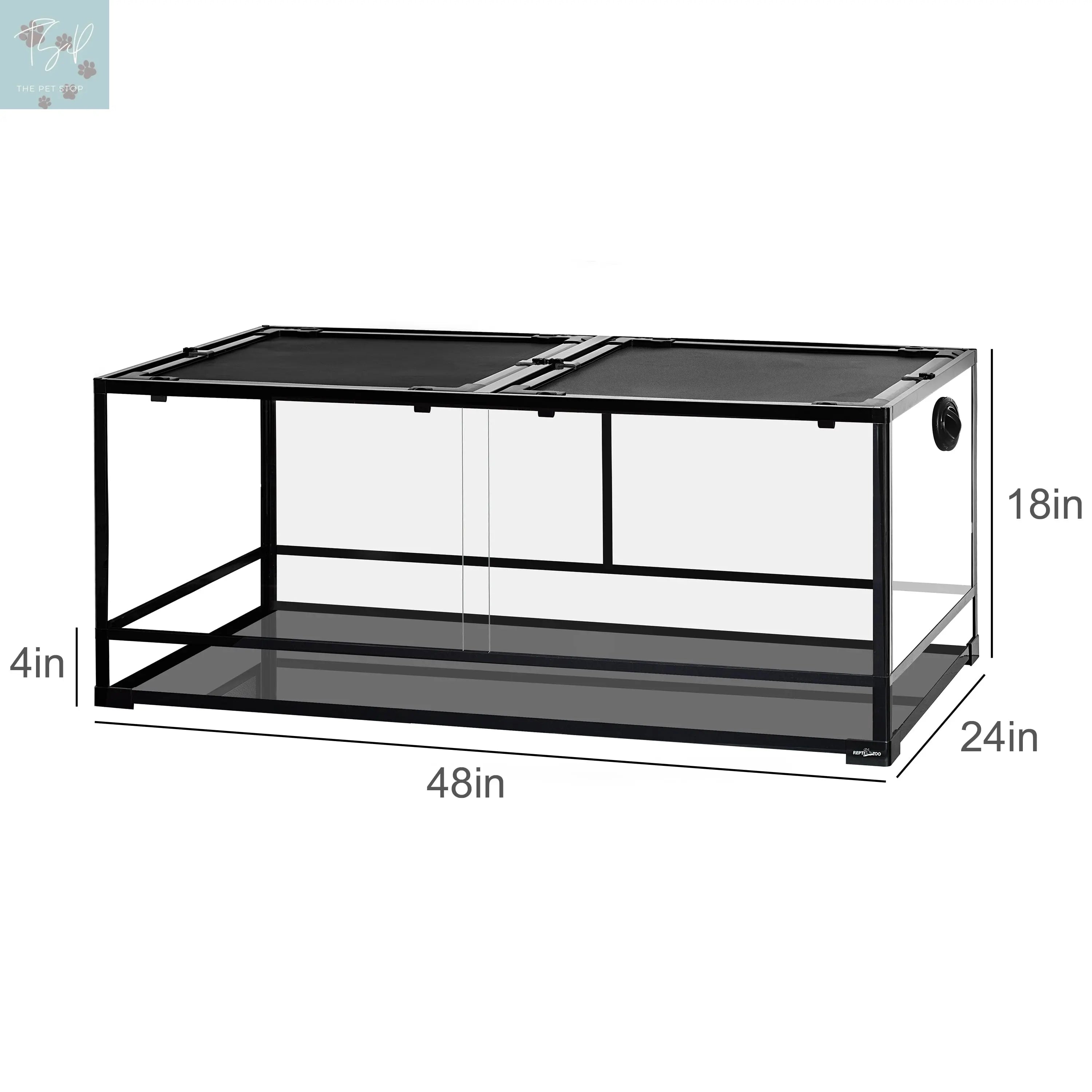 REPTI ZOO 90Gallon Reptile Large Terrarium Upgrade Glass Front Opening Tank Sliding Door with Screen Ventilation Reptile Terrarium about 48" X 24" X 18"(Knock-Down) Etan Pet Supplies INC.