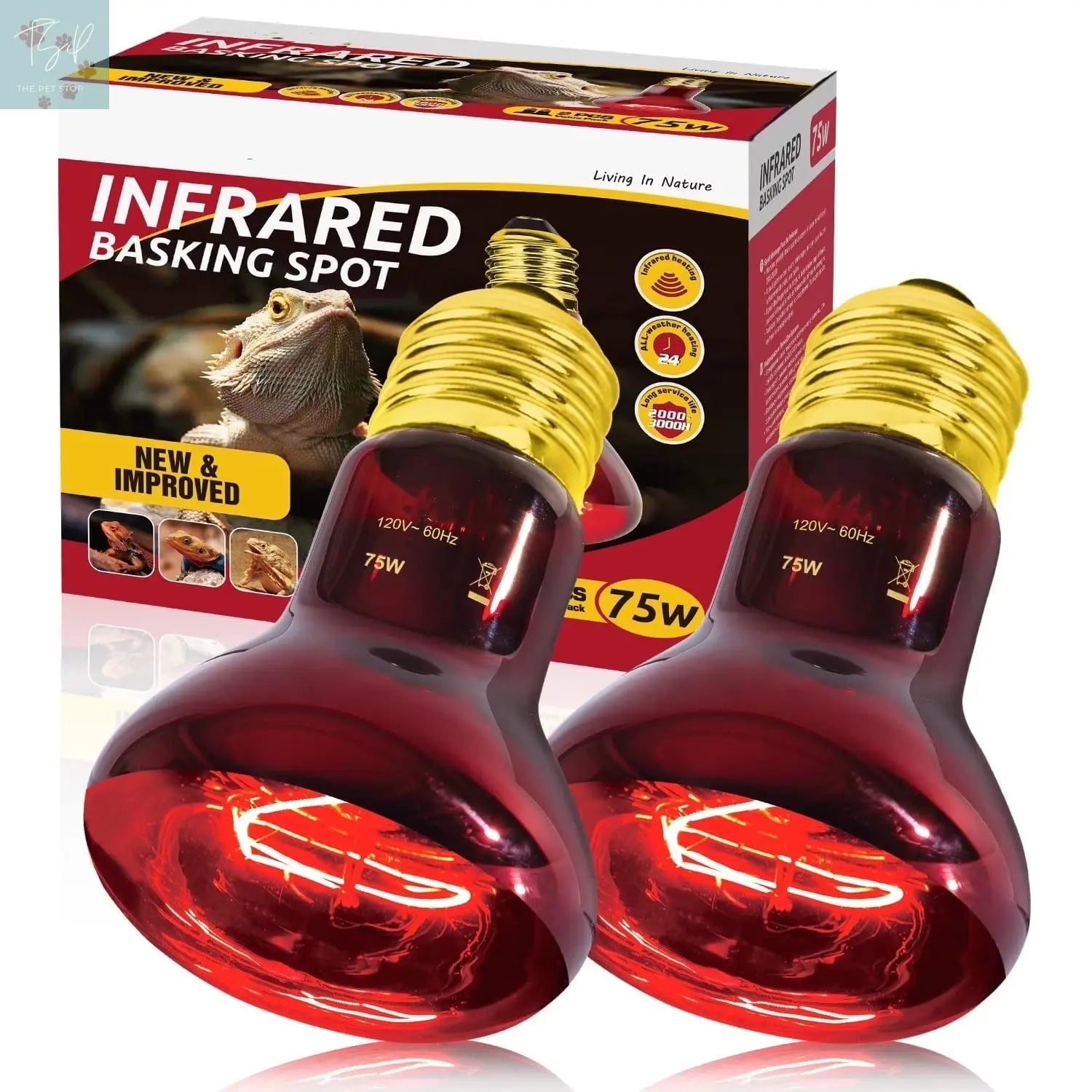 ECOSUB Reptile Heat Lamp 100W, 2Pcs E26 Basking Spot Light, Infrared Heat Lamp, Red bearded dragon tank accessories