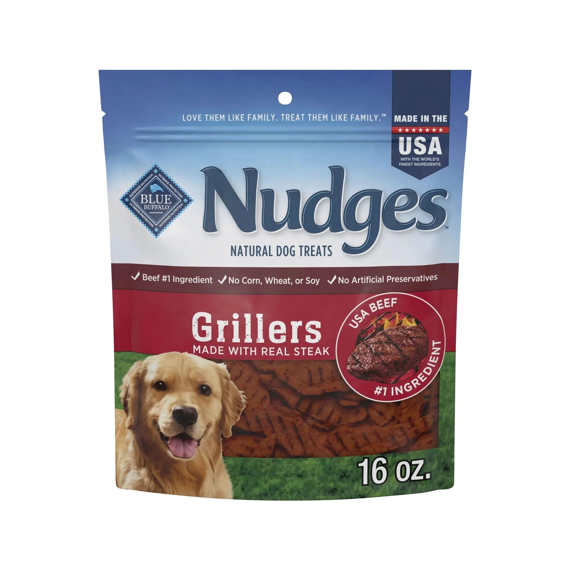 Blue Buffalo Nudges Grillers Natural Steak Flavor Dog Treats - 8 oz Bag Blue Buffalo Company, Ltd.