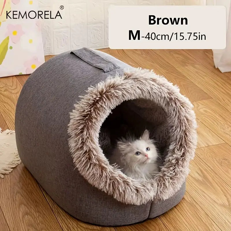 KEMORELA Cozy & Portable Cat Bed - Perfectly Warm Sleeping Retreat with Convenient Handle KEMORELA