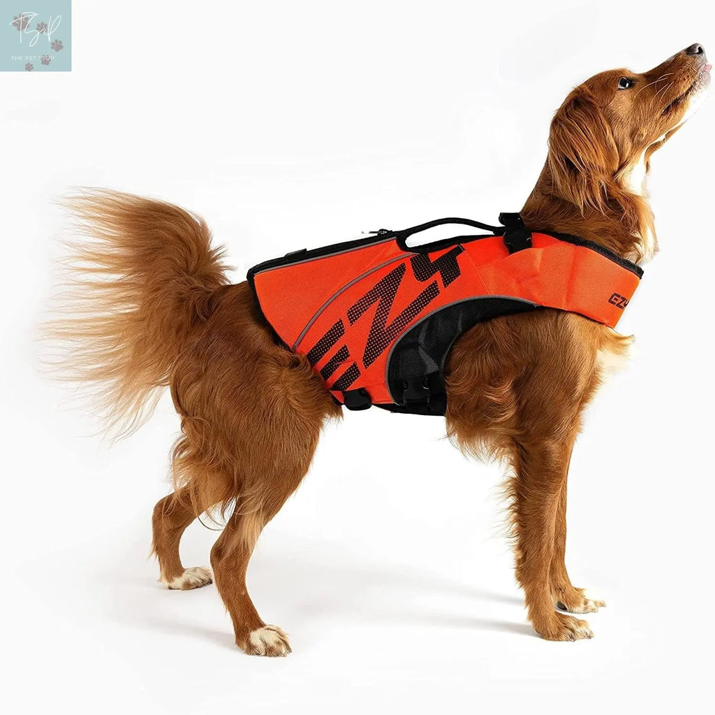 Ezydog DFD X2 Adjustable Dog Life Jacket - Enhanced Swimming Safety Vest with Continuous Neck Flotation, Reflective Trim, and Grab Handle (Medium, Red) EzyDog