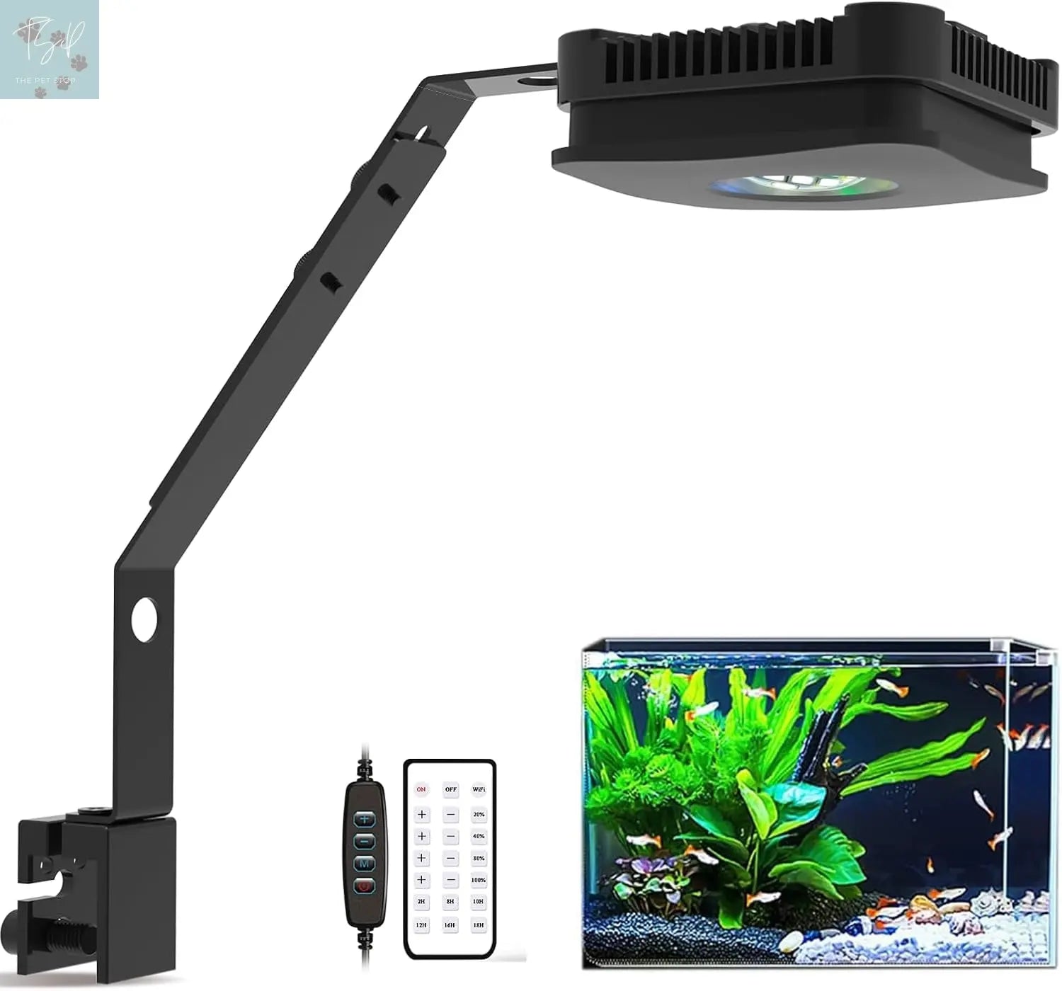 Lominie 6500K LED Aquarium Light for Planted Tanks with Remote Control and Gooseneck, Ideal for Freshwater Fish Tanks and Refugiums (A20 Freshwater) KOTO