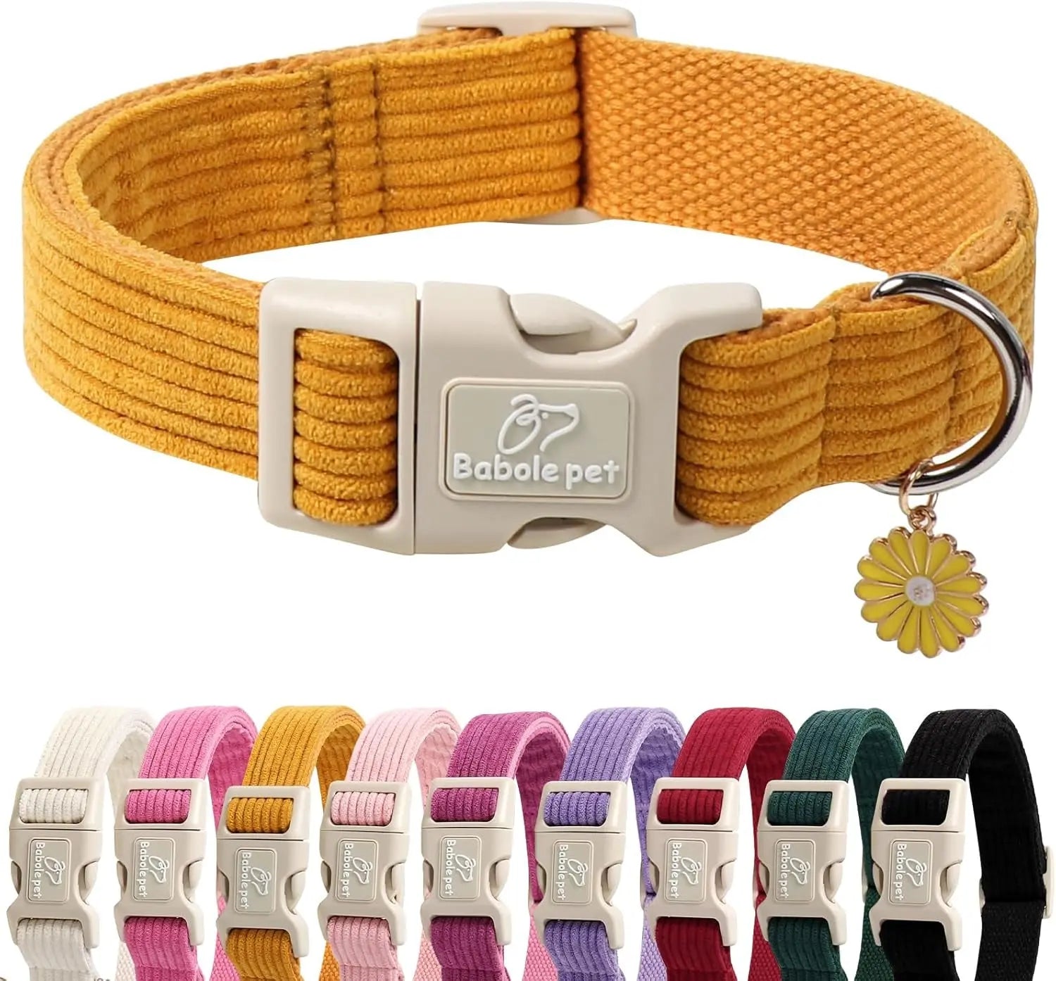 Adjustable Lavender Nylon Dog Collar with Safety Metal Buckle for Small to Large Dogs Babole Pet