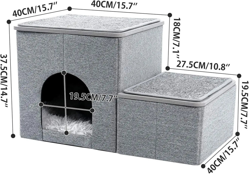 Elevate Your Pet's Comfort: PETEPELA 2-Step Portable Dog Steps with Storage - Stylish Grey Ladder for Easy Couch Access PETEPELA