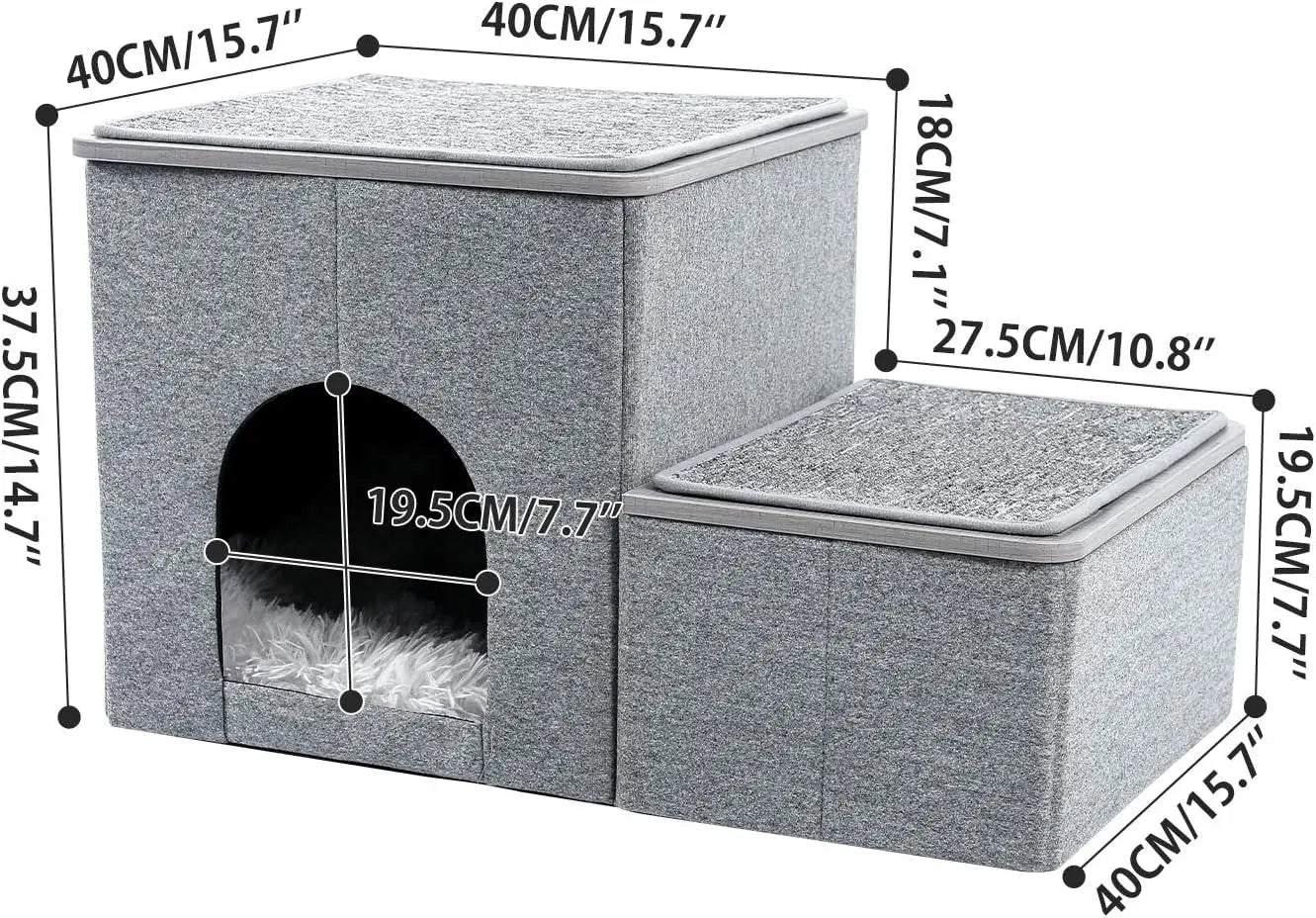 Elevate Your Pet's Comfort: PETEPELA 2-Step Portable Dog Steps with Storage - Stylish Grey Ladder for Easy Couch Access PETEPELA