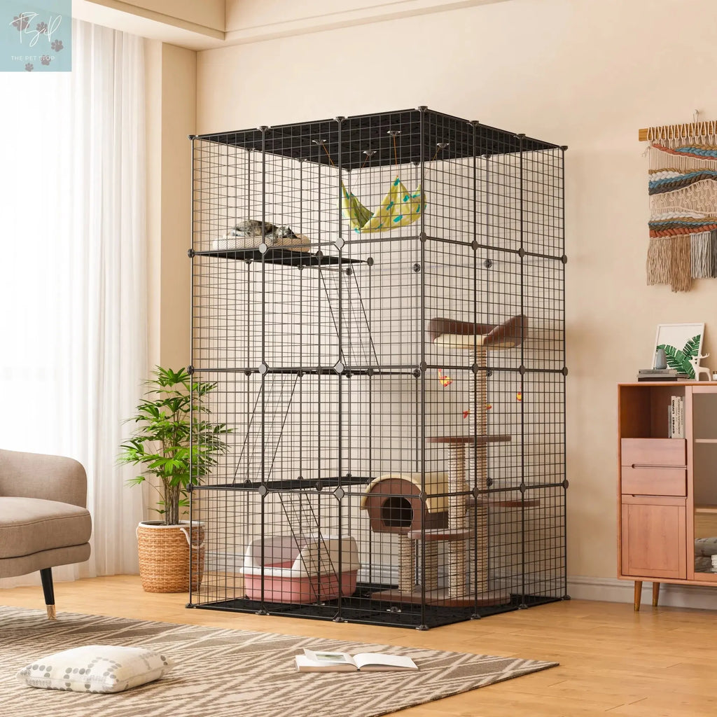 Coziwow 72" Large Cat Cage Playpen, DIY Metal Wire Kennels, Pet Cage for Rabbit Small Animal Indoor, Black Coziwow