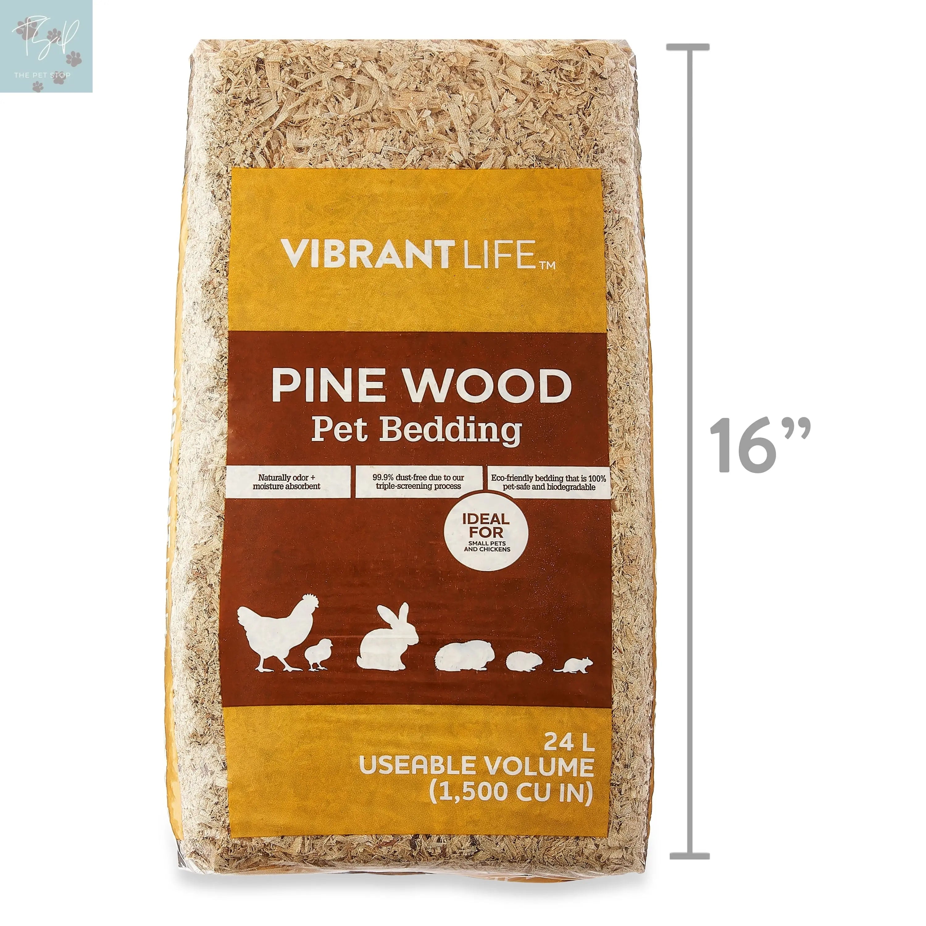(3 Pack) Vibrant Life Pine Wood Pet Bedding for Small Pets & Chickens, 24 L Bag American Wood Fibers