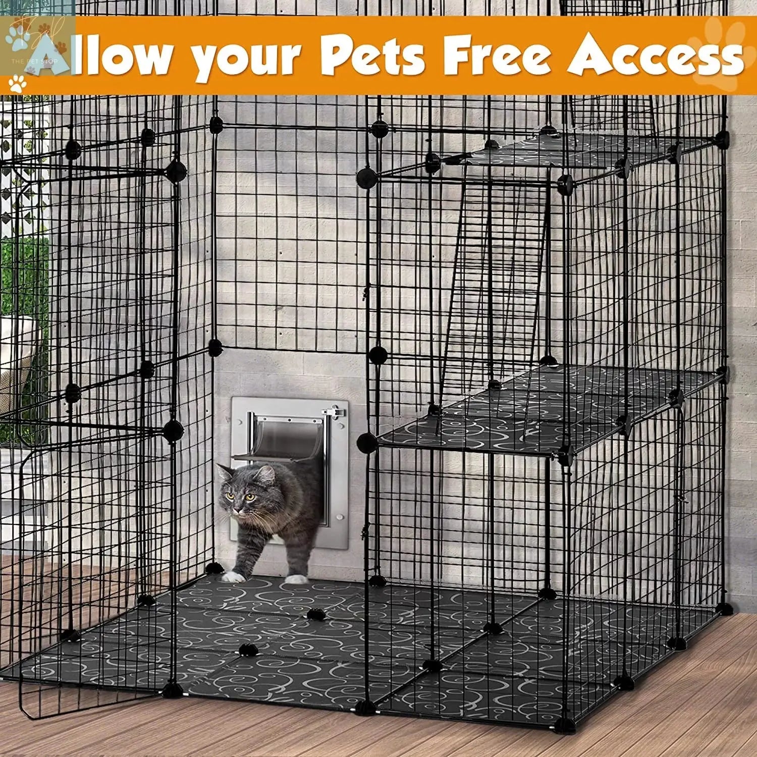 Coziwow 72" Large Cat Cage Playpen, DIY Metal Wire Kennels, Pet Cage for Rabbit Small Animal Indoor, Black Coziwow