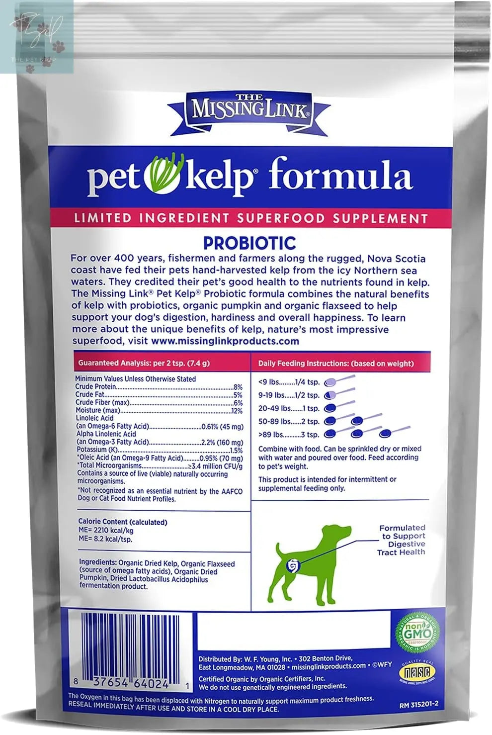 Missing Link Pet Kelp Canine Probiotic 8 oz Organic Superfood Powder Supplement for Canine Digestive Health W.F. YOUNG, INC.