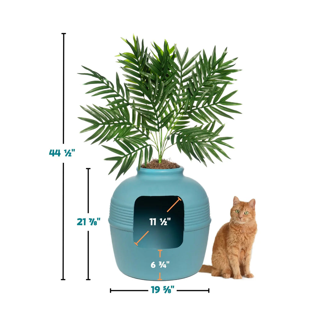 Discreet Litter Box Planter with Hooded Design and Artificial Plant for Pets Does not apply