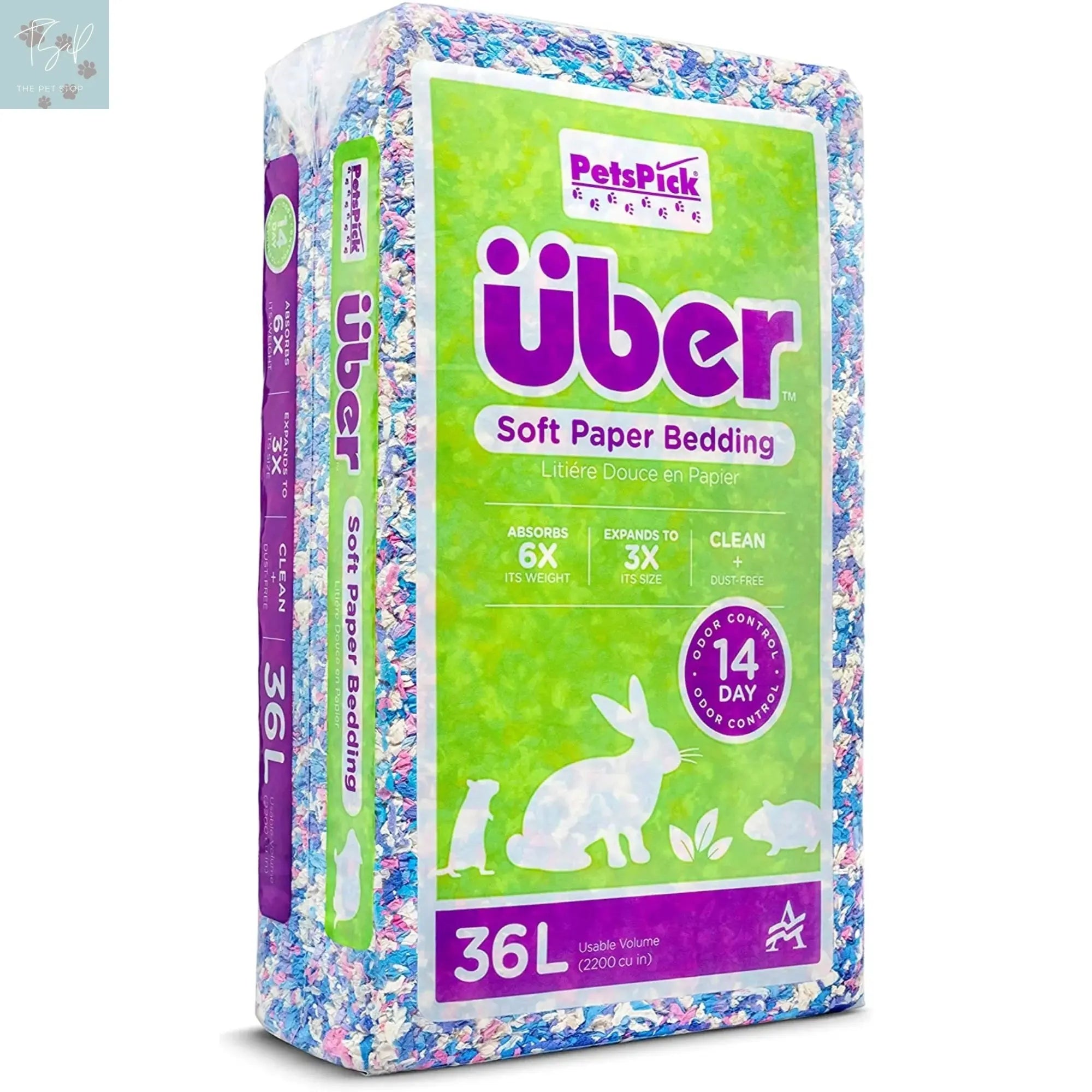 (4 Pack) Pets Pick 36L White Uber Pet Bedding, Hamster, Rabbit, Rat American Wood Fibers