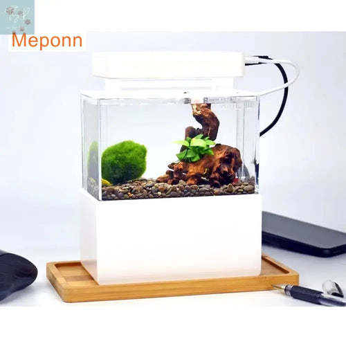 1.5L Mini Betta Fish Tank - Desktop Aquarium with Water Filter, USB Air Pump, and LED Lighting NONE