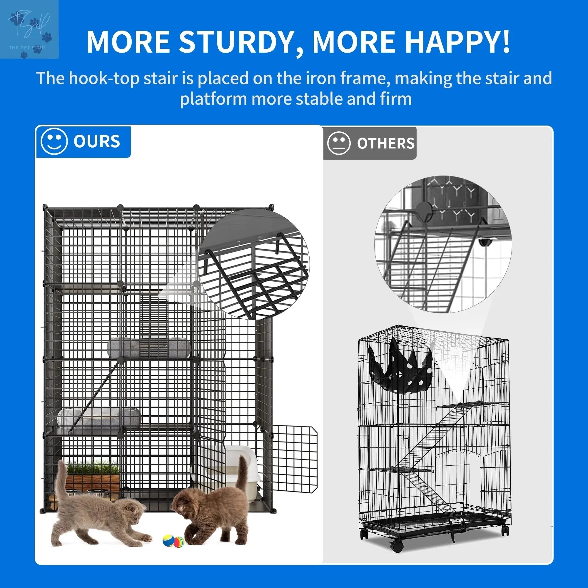 Dextrus 4-Tier Large Cat Cage with Hammock - Metal Wire Kennel and DIY Playpen for 1-3 Cats Dextrus