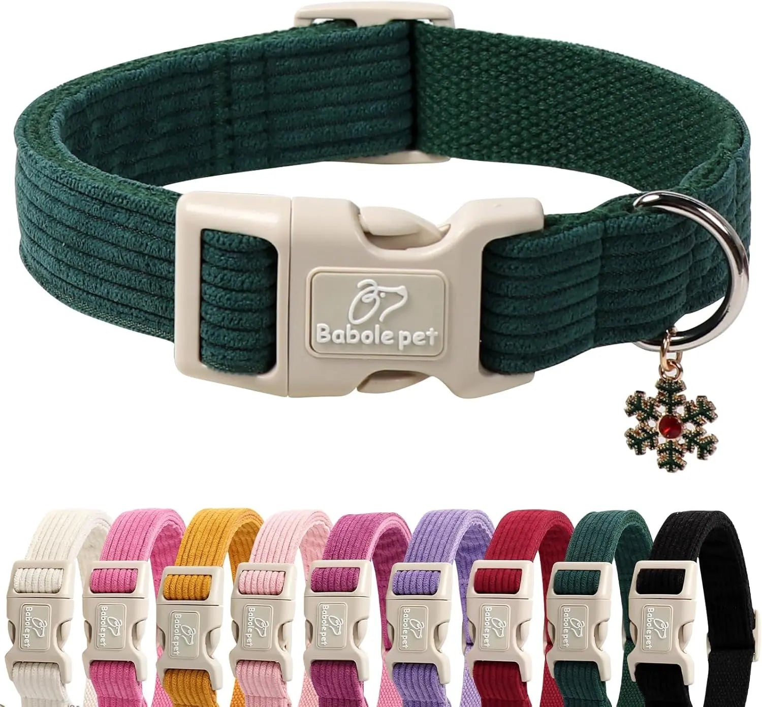 Adjustable Lavender Nylon Dog Collar with Safety Metal Buckle for Small to Large Dogs Babole Pet