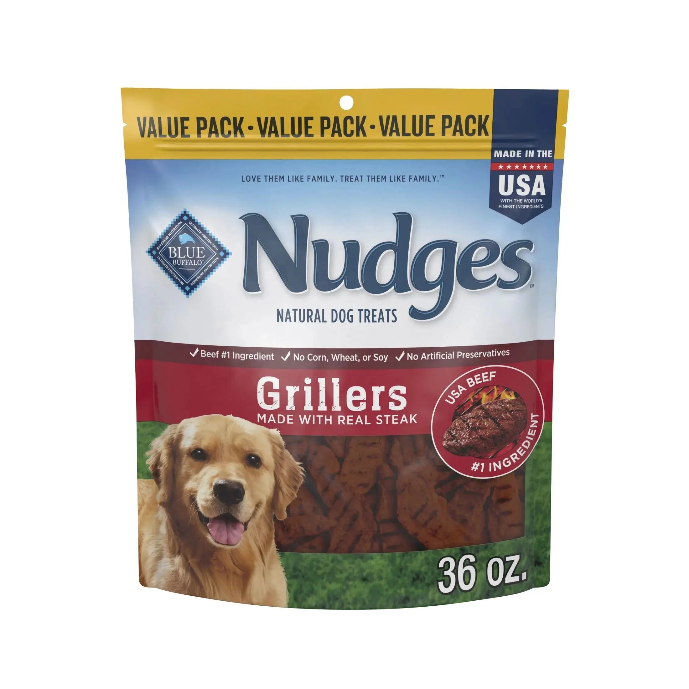 Blue Buffalo Nudges Grillers Natural Steak Flavor Dog Treats - 8 oz Bag Blue Buffalo Company, Ltd.