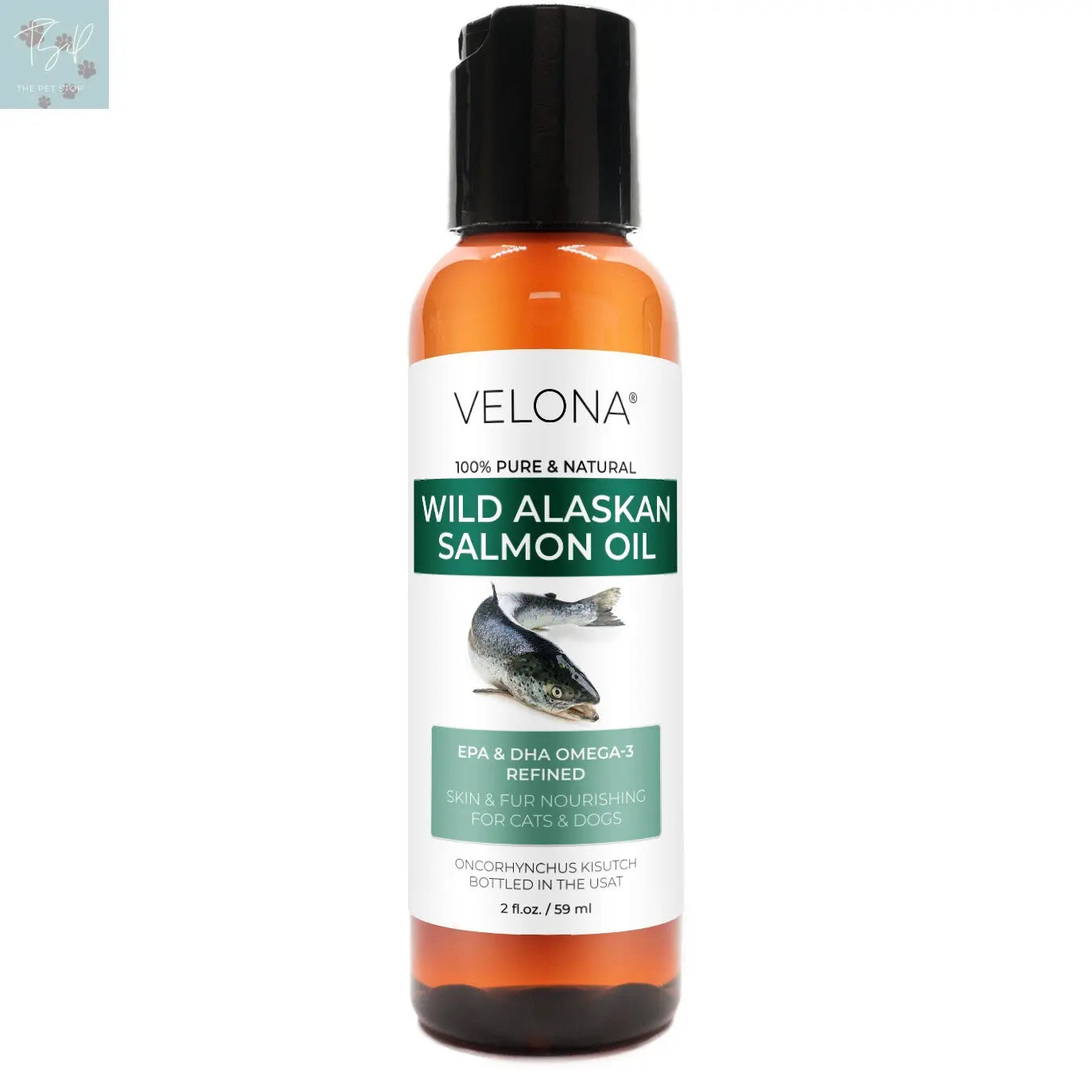 Velona Wild Alaskan Salmon Oil for Dogs and Cats - 2 Fl Oz and 1 Gallon Options, Rich in Omega-3 and EPA for Healthy Coat Does not apply