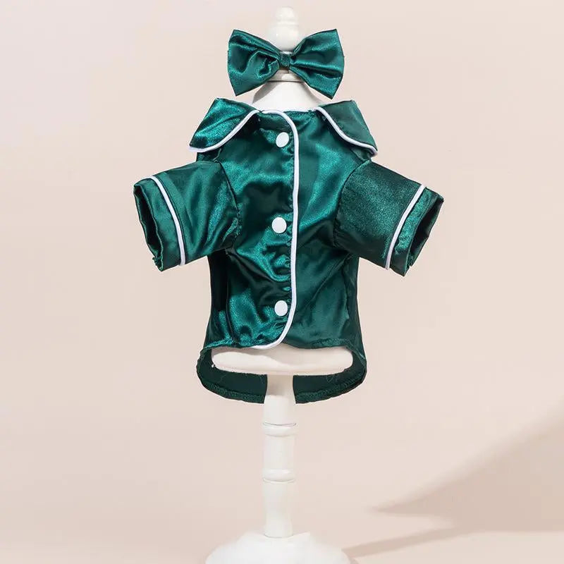 Luxury Simulated Silk Pajamas for Pets - Spring and Summer Apparel for Puppies and Cats, Ideal for Bichon, Pomeranian, and Poodle Breeds The Pet Stop