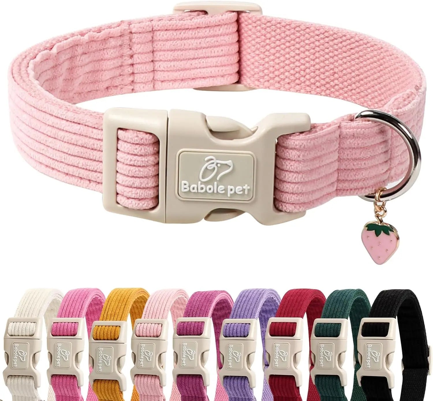 Adjustable Lavender Nylon Dog Collar with Safety Metal Buckle for Small to Large Dogs Babole Pet