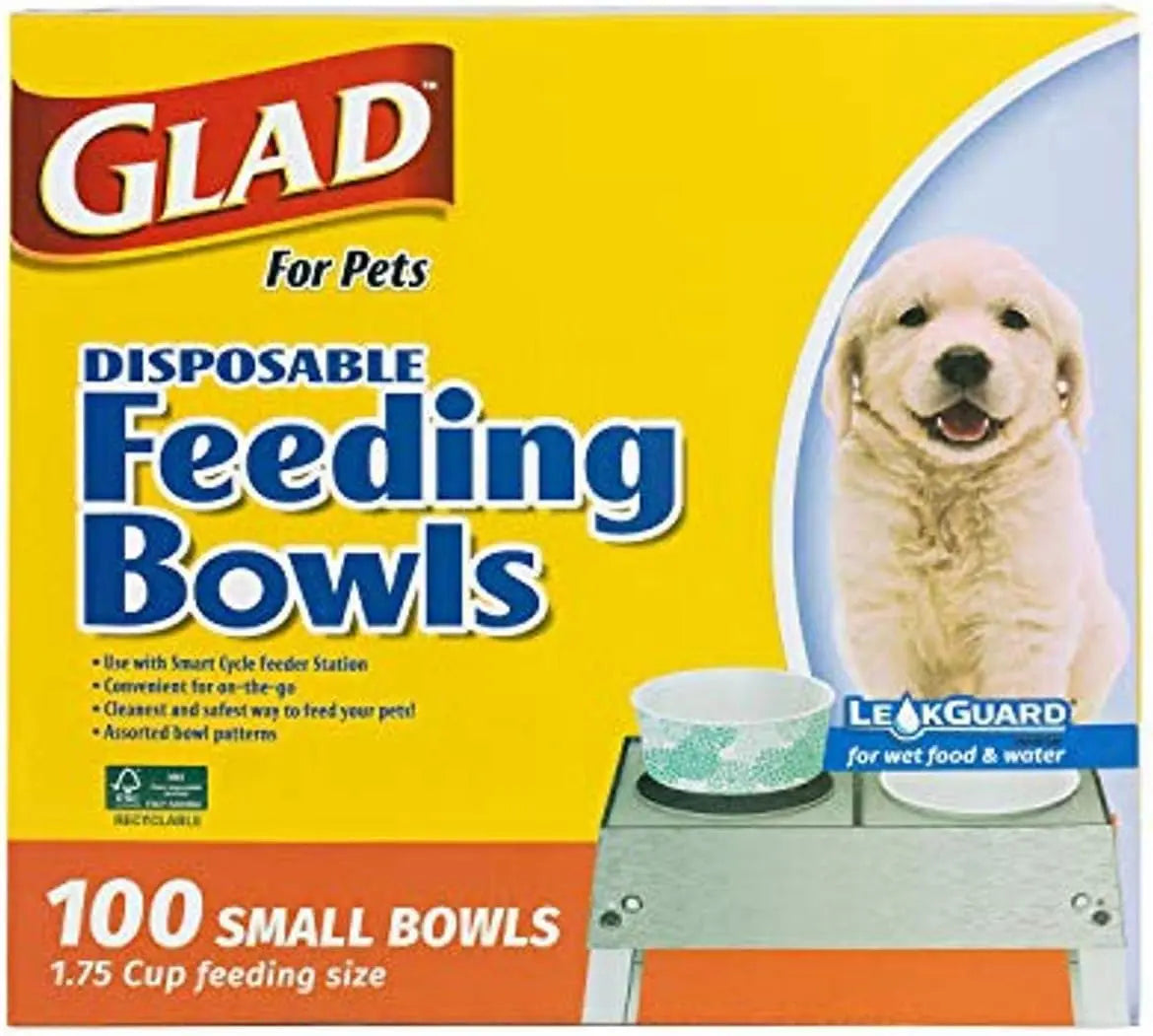 Glad for Pets Disposable Feeding Bowls for Small Dogs - Stylish Gray Pattern, 1.75 Cup Capacity, Perfect for Food and Water (Single Pack) Fetch for Pets
