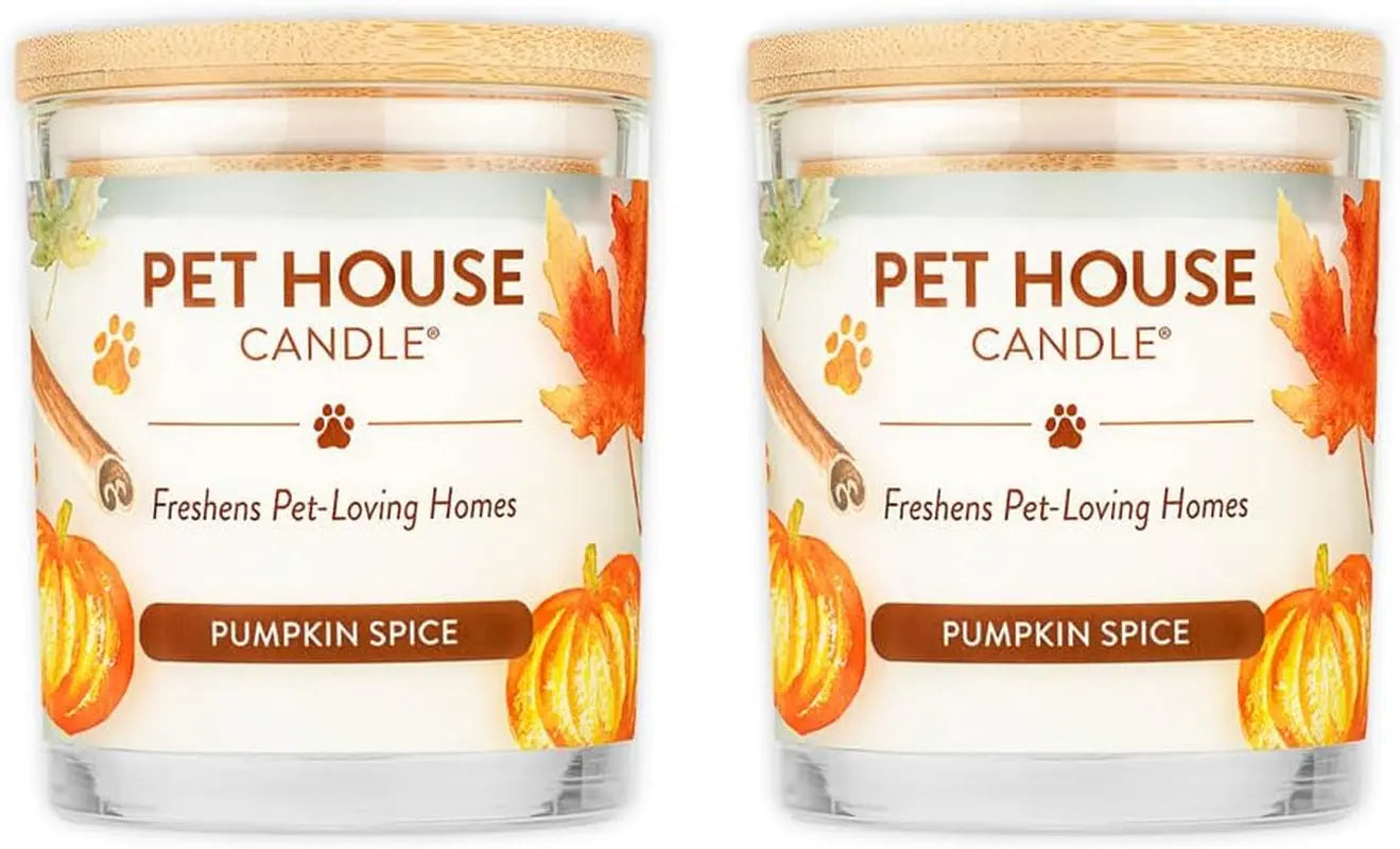 Elevate Your Home with One Fur All's Pumpkin Spice Pet House Candles - Long-Lasting, Eco-Friendly Odor Eliminators (Set of 2) One Fur All