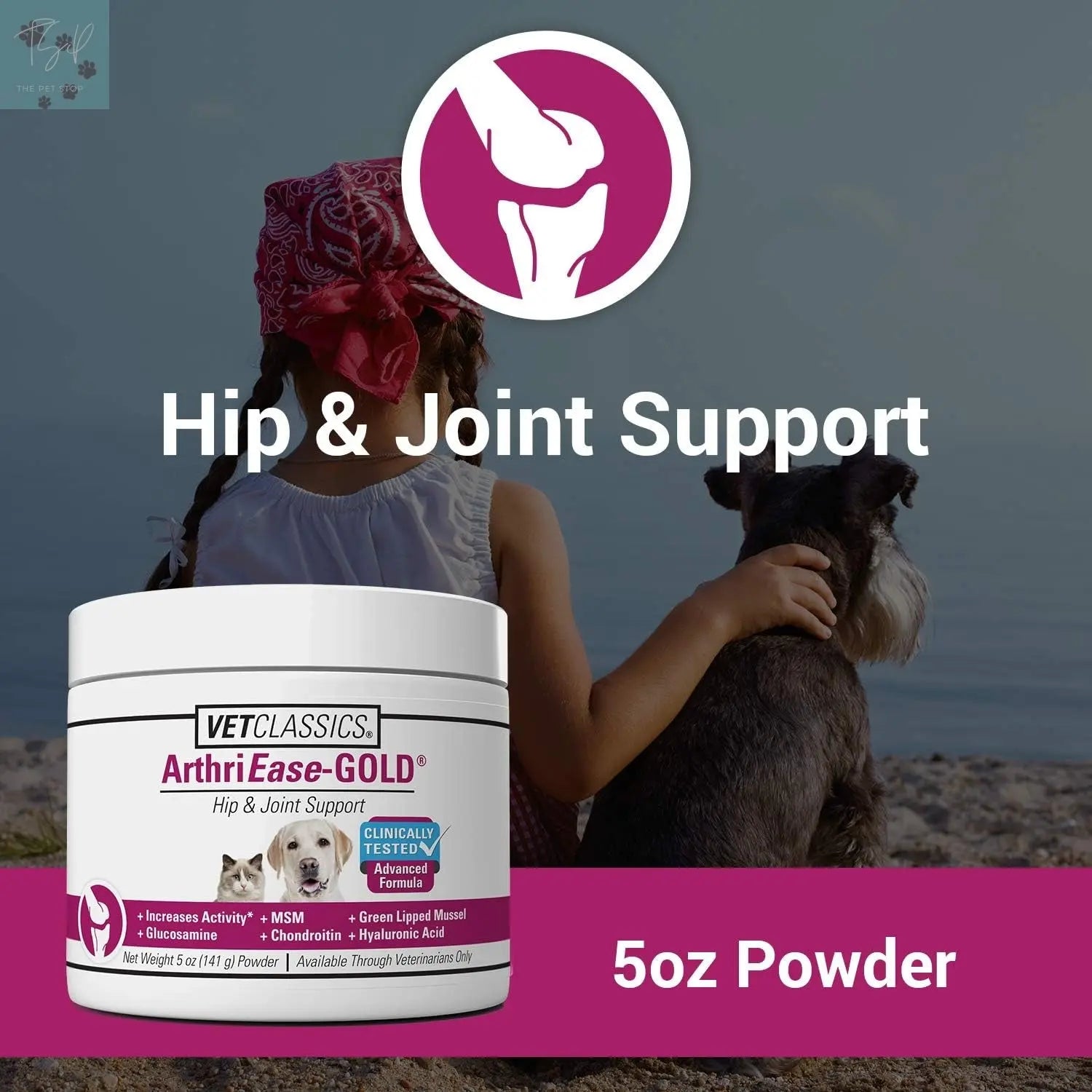 Vet Classics Arthriease-Gold Hip and Joint Support Supplement for Dogs and Cats – Powder Formula for Enhanced Flexibility and Joint Health – 5 Oz Vet Classics