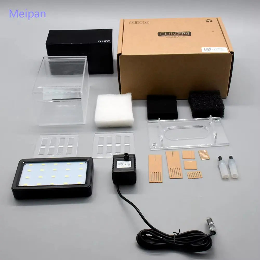 1.5L Mini Betta Fish Tank Aquarium with Water Filter, USB Air Pump, and LED Lighting for Desktop Decor NONE