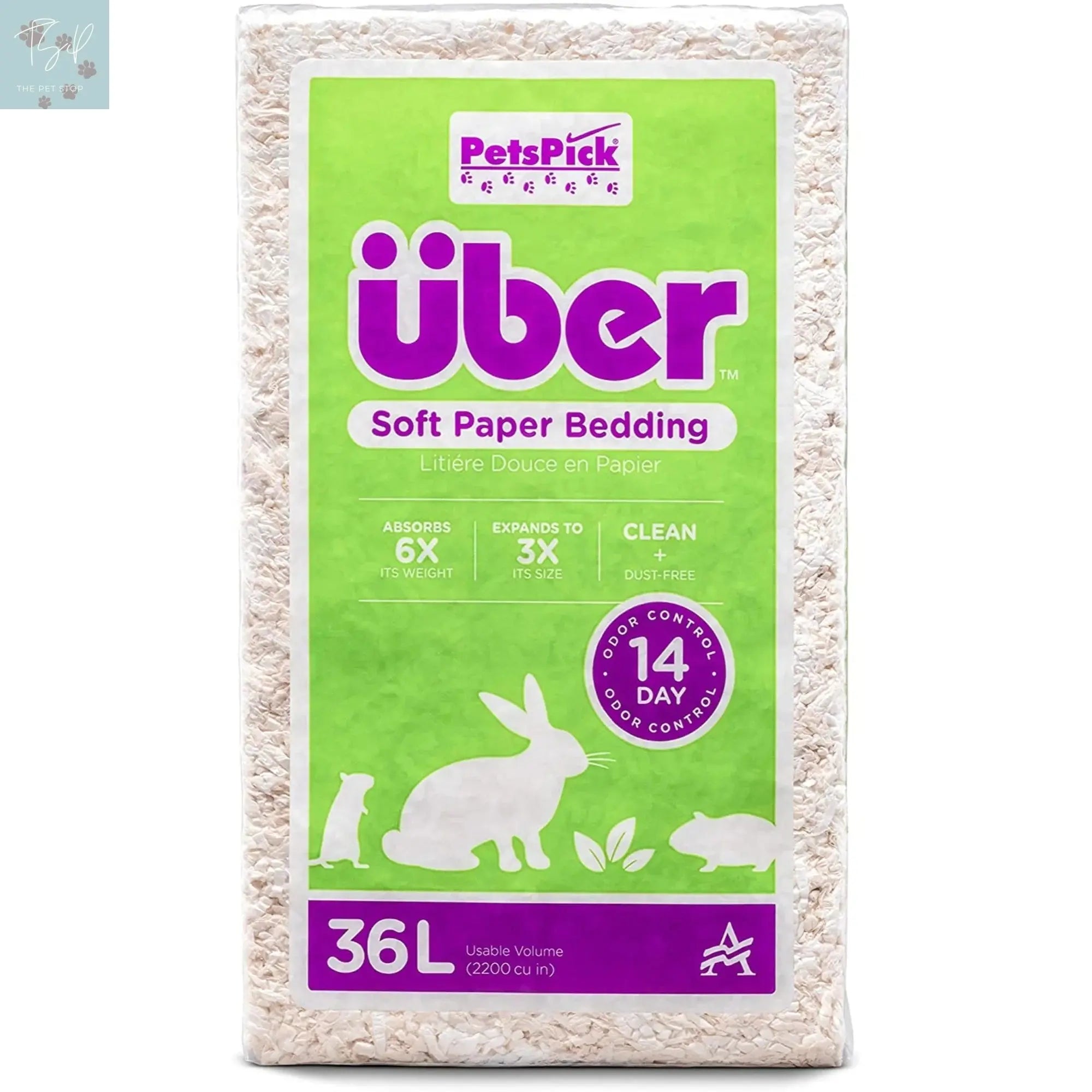 (4 Pack) Pets Pick 36L White Uber Pet Bedding, Hamster, Rabbit, Rat American Wood Fibers