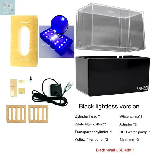 1.5L Mini Betta Fish Tank Aquarium with Water Filter, USB Air Pump, and LED Lighting for Desktop Decor NONE