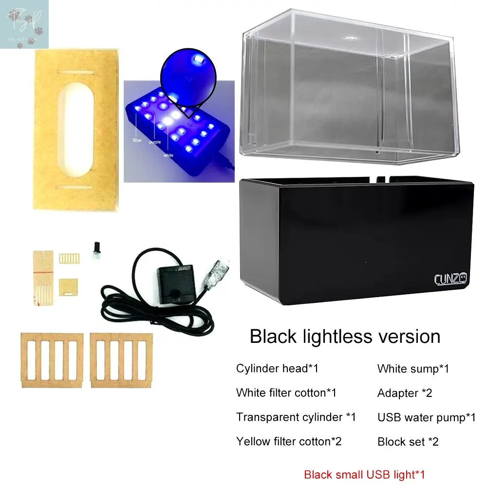 1.5L Mini Betta Fish Tank - Desktop Aquarium with Water Filter, USB Air Pump, and LED Lighting NONE