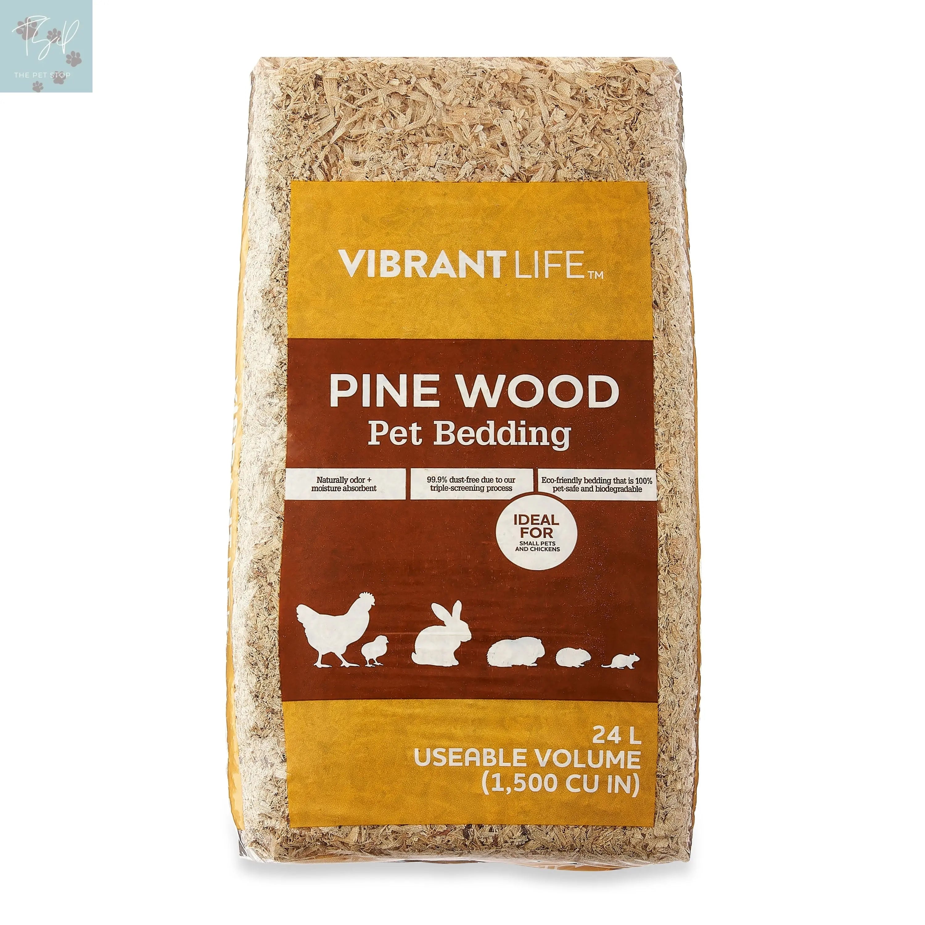 (3 Pack) Vibrant Life Pine Wood Pet Bedding for Small Pets & Chickens, 24 L Bag American Wood Fibers