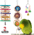 Hilitchi Vibrant 3-Pack Bird Toy Set: Engaging Hanging Bells, Rattan Balls, and Twisted String for Happy Parrots, Parakeets, and Lovebirds - Perfect for Small Cages! Hilitchi