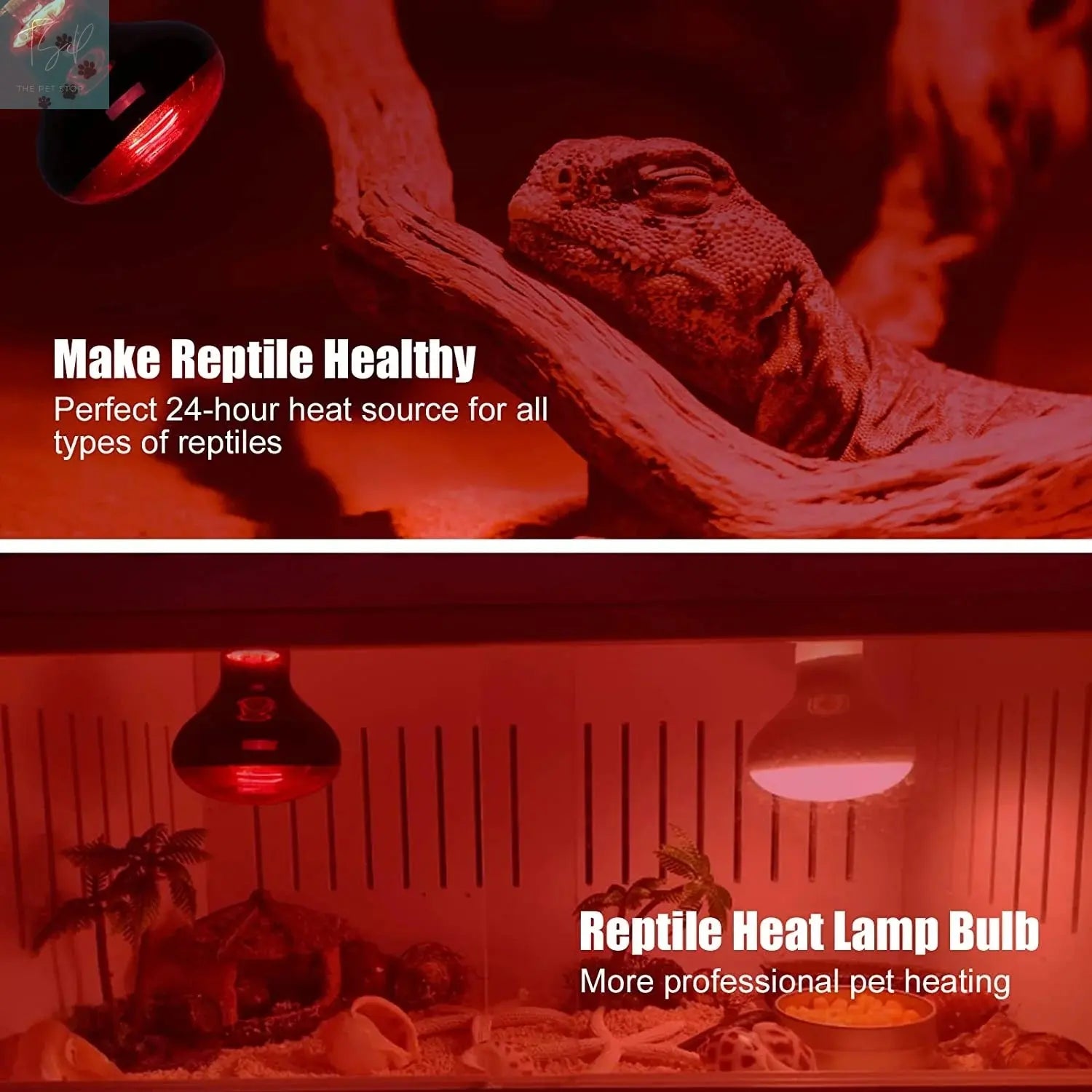 ECOSUB Reptile Heat Lamp 100W, 2Pcs E26 Basking Spot Light, Infrared Heat Lamp, Red bearded dragon tank accessories