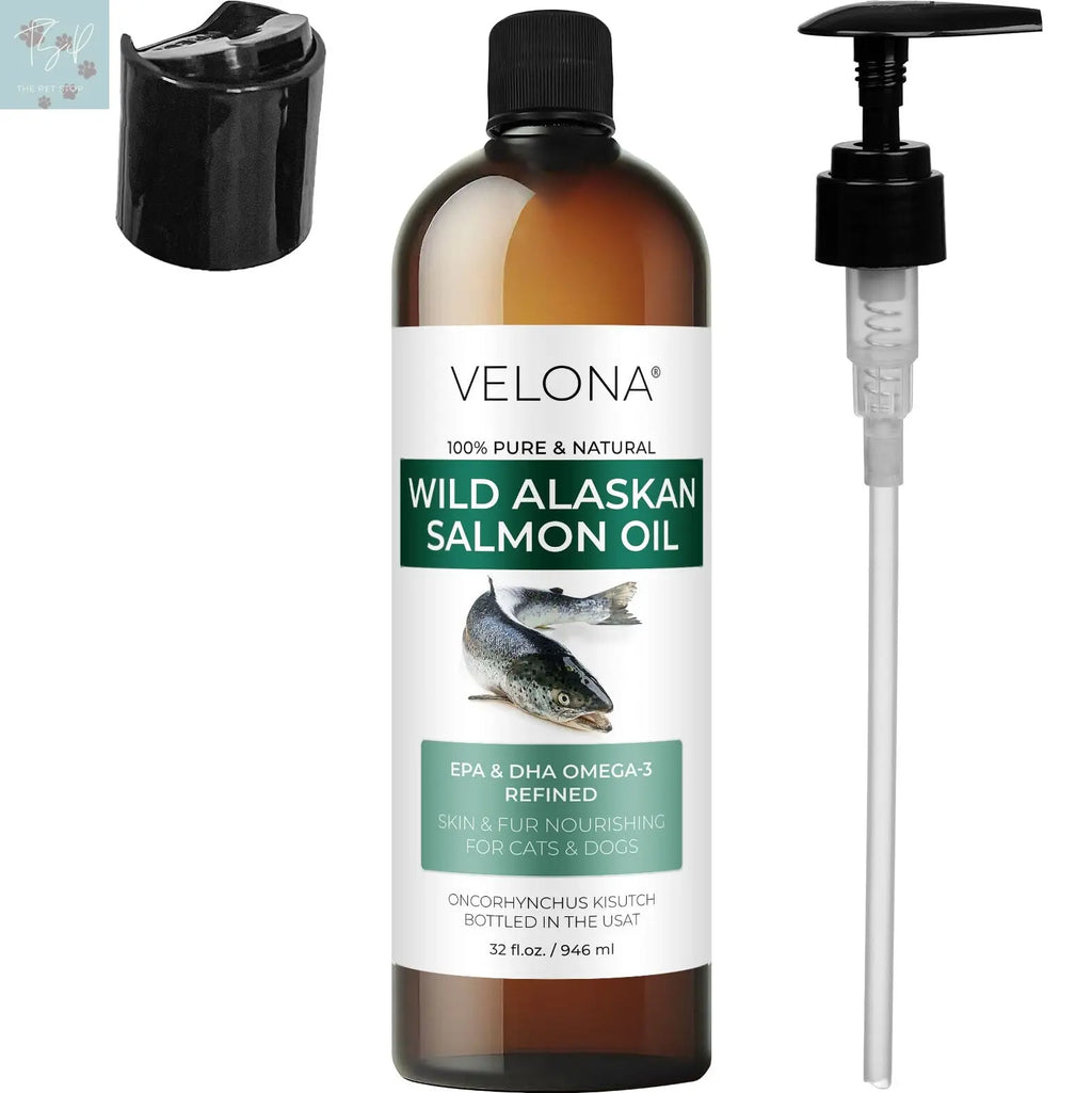 Velona Wild Alaskan Salmon Oil for Dogs and Cats - 2 Fl Oz and 1 Gallon Options, Rich in Omega-3 and EPA for Healthy Coat Does not apply