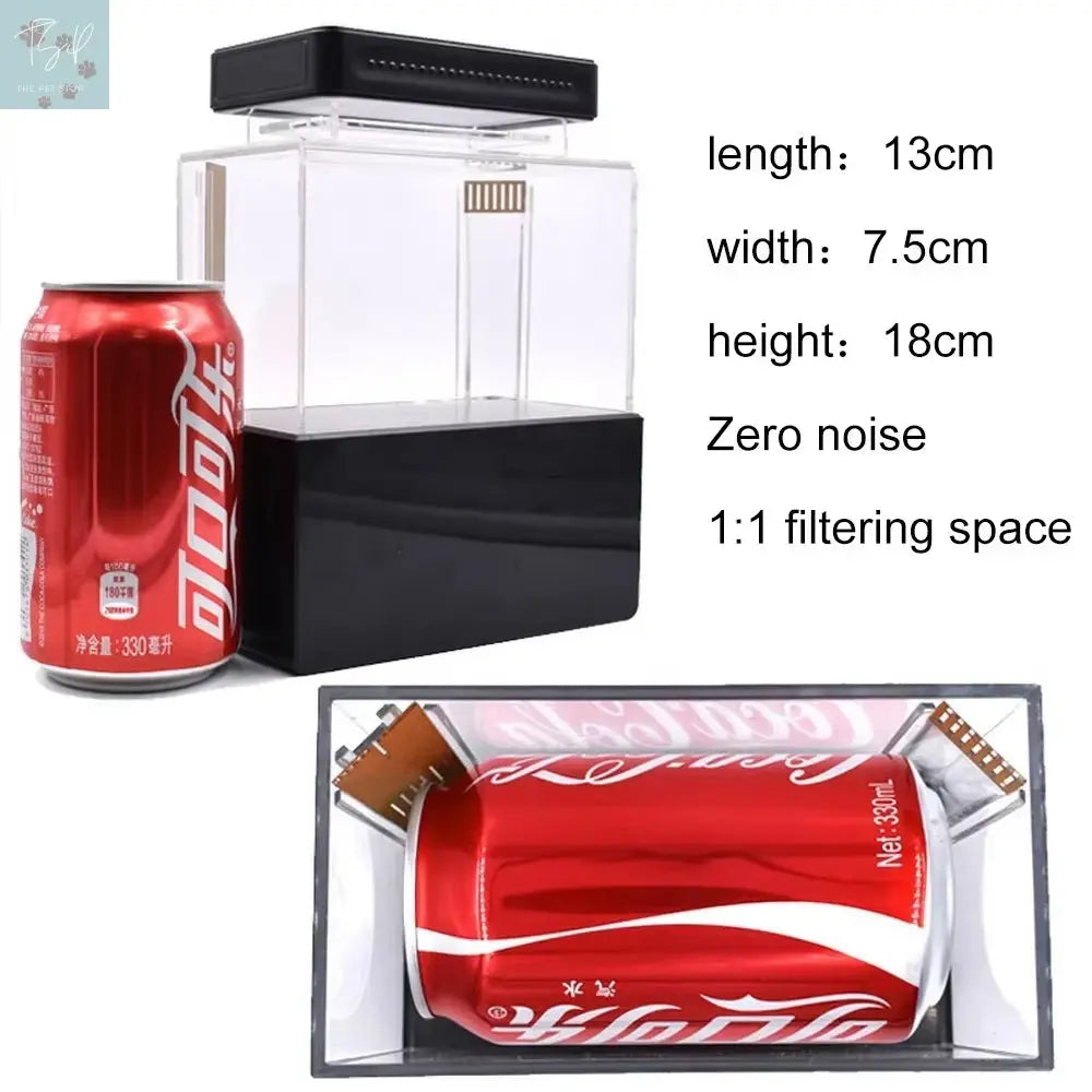 1.5L Mini Betta Fish Tank - Desktop Aquarium with Water Filter, USB Air Pump, and LED Lighting for Aquaponic Fish Care NONE