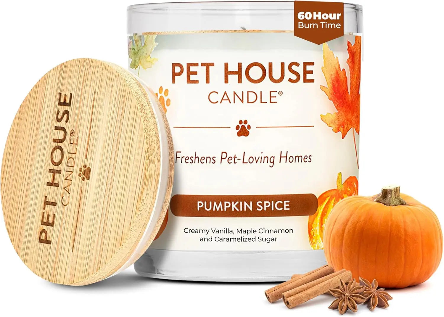 Elevate Your Home with One Fur All's Pumpkin Spice Pet House Candles - Long-Lasting, Eco-Friendly Odor Eliminators (Set of 2) One Fur All
