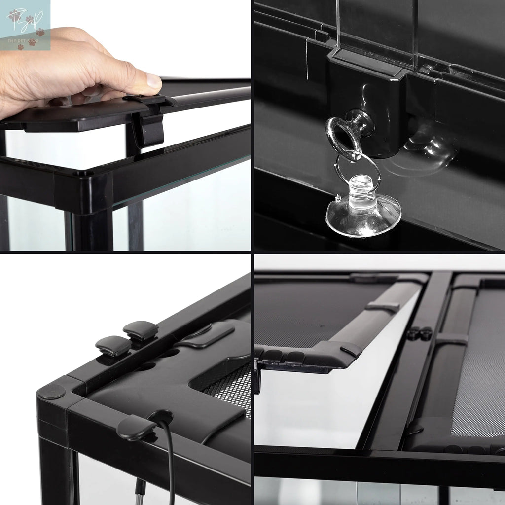 REPTI ZOO 90Gallon Reptile Large Terrarium Upgrade Glass Front Opening Tank Sliding Door with Screen Ventilation Reptile Terrarium about 48" X 24" X 18"(Knock-Down) Etan Pet Supplies INC.