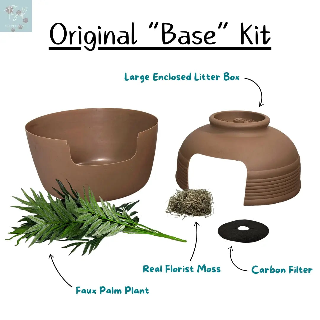 Discreet Litter Box Planter with Hooded Design and Artificial Plant for Pets Does not apply