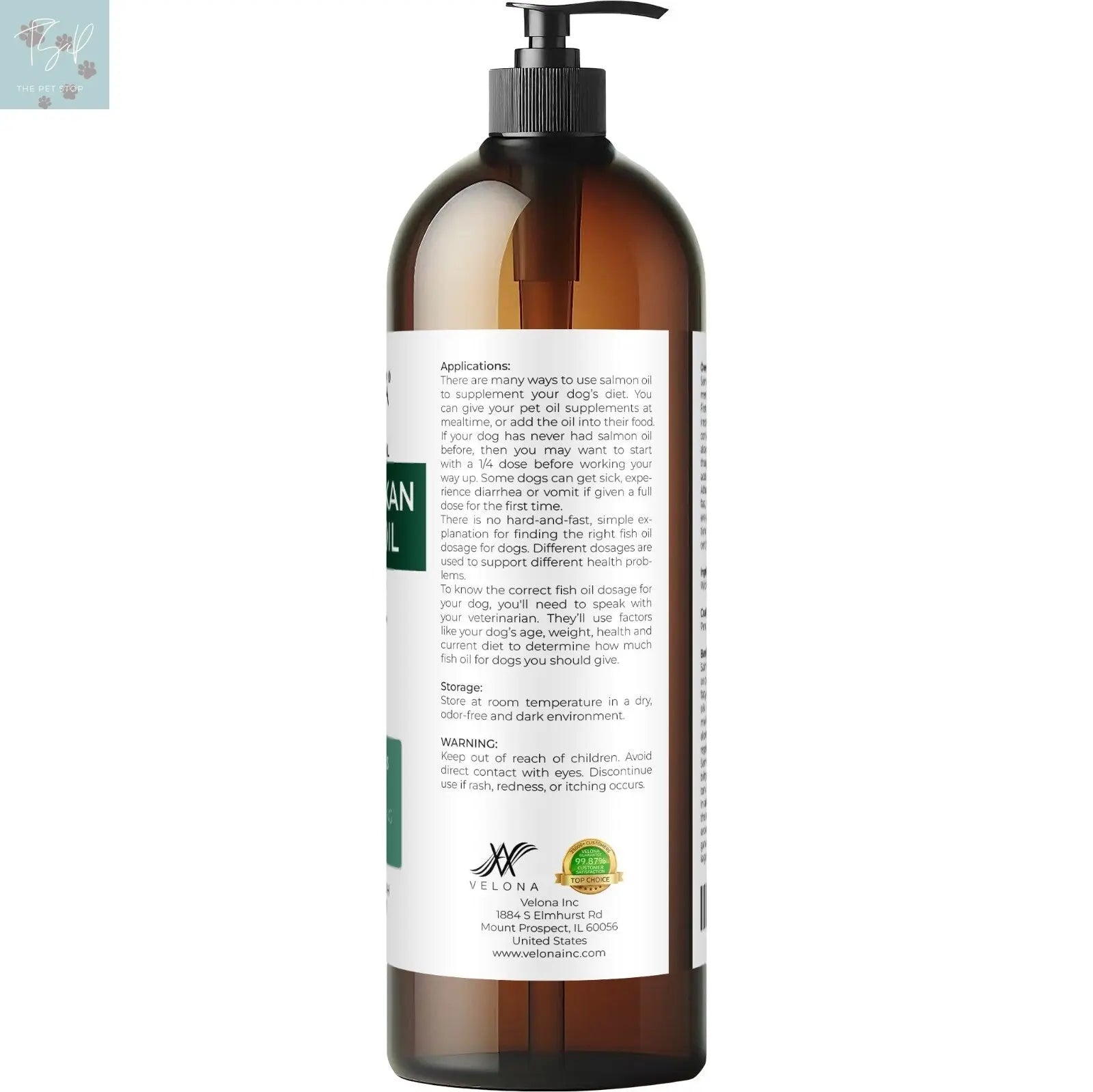 Velona Wild Alaskan Salmon Oil for Dogs and Cats - 2 Fl Oz and 1 Gallon Options, Rich in Omega-3 and EPA for Healthy Coat Does not apply