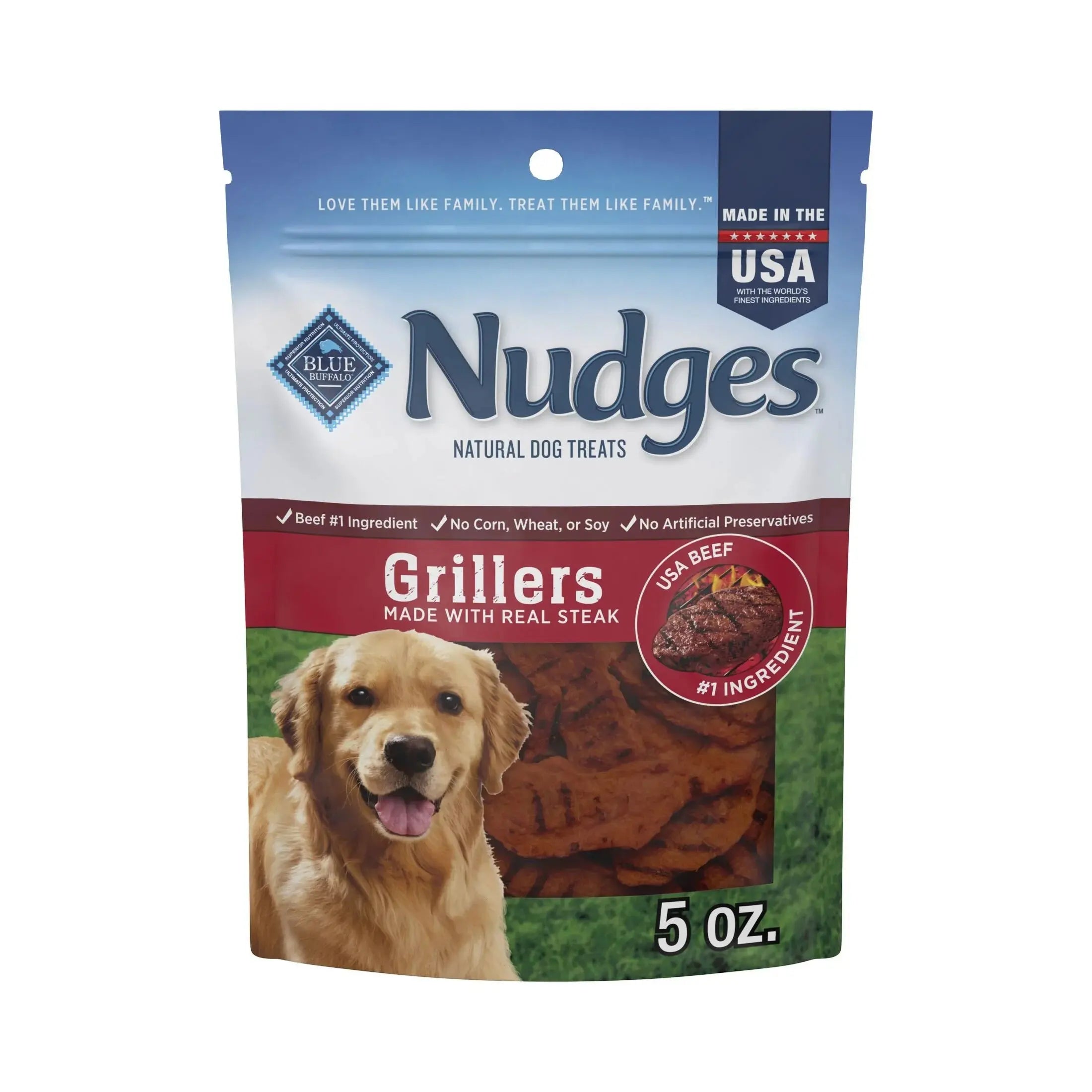 Blue Buffalo Nudges Grillers Natural Steak Flavor Dog Treats - 8 oz Bag Blue Buffalo Company, Ltd.