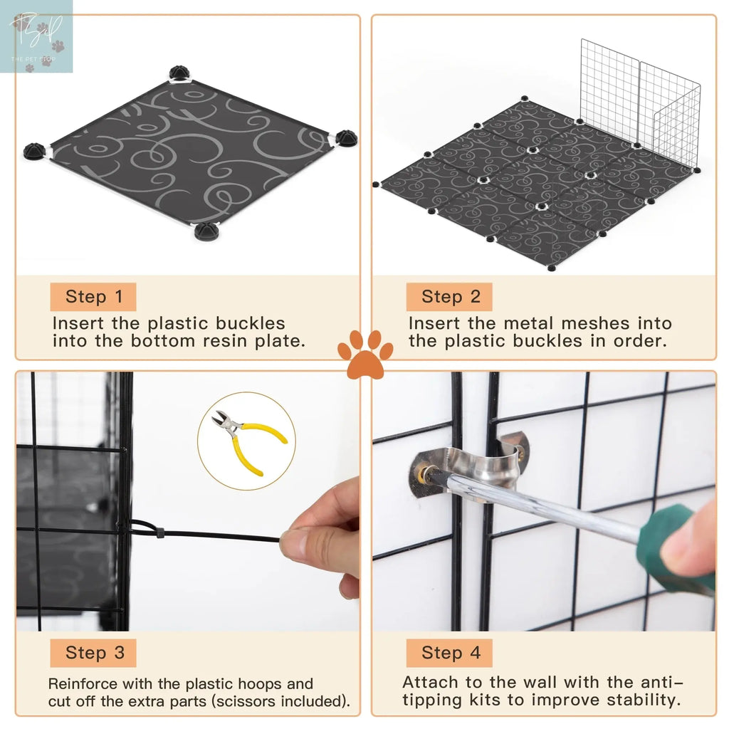Coziwow 72" Large Cat Cage Playpen, DIY Metal Wire Kennels, Pet Cage for Rabbit Small Animal Indoor, Black Coziwow