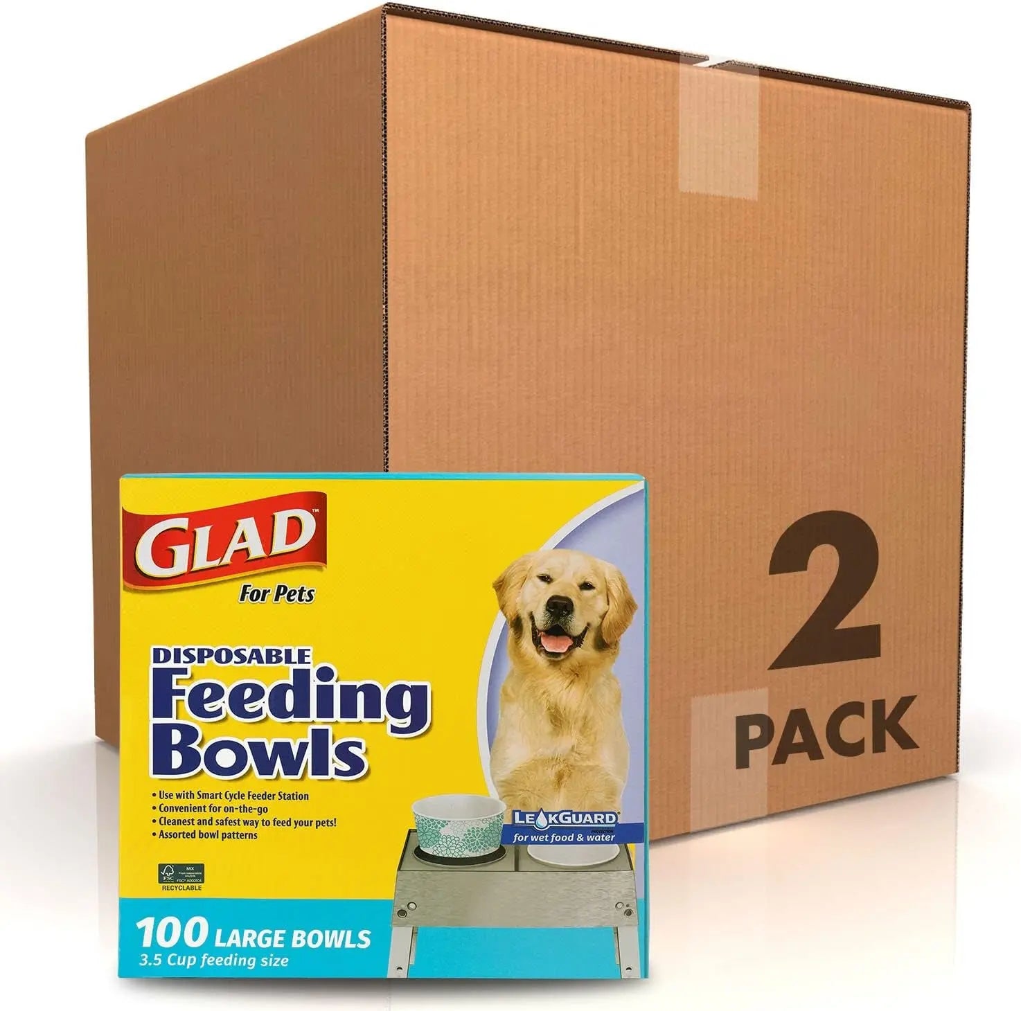 Glad for Pets Disposable Feeding Bowls for Small Dogs - Stylish Gray Pattern, 1.75 Cup Capacity, Perfect for Food and Water (Single Pack) Fetch for Pets