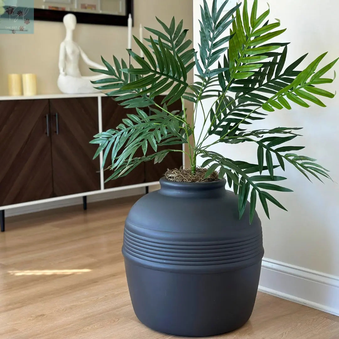Discreet Litter Box Planter with Hooded Design and Artificial Plant for Pets Does not apply
