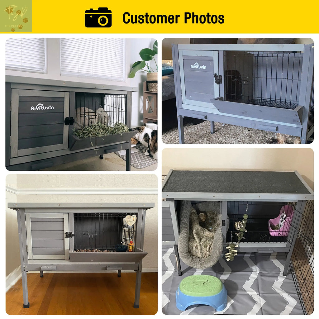 Aivituvin Wooden Rabbit Hutch Indoor Bunny Cage Outdoor Small Animal House for Guinea Pig Aivituvin Inc