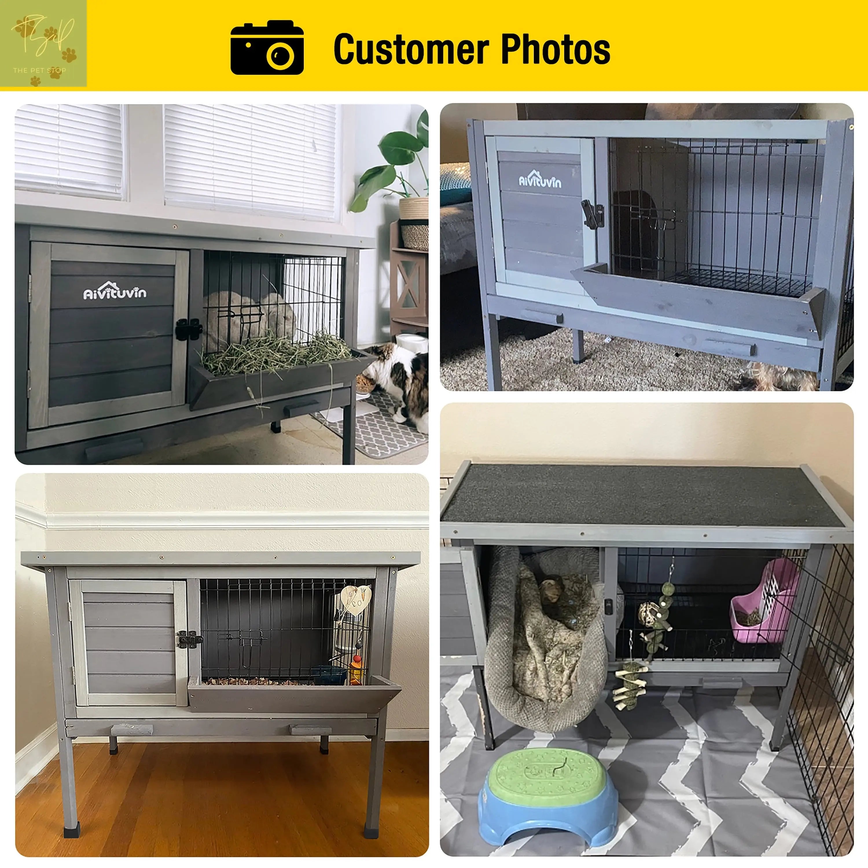 Aivituvin Wooden Rabbit Hutch Indoor Bunny Cage Outdoor Small Animal House for Guinea Pig Aivituvin Inc