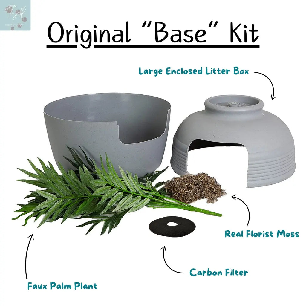 Discreet Litter Box Planter with Hooded Design and Artificial Plant for Pets Does not apply