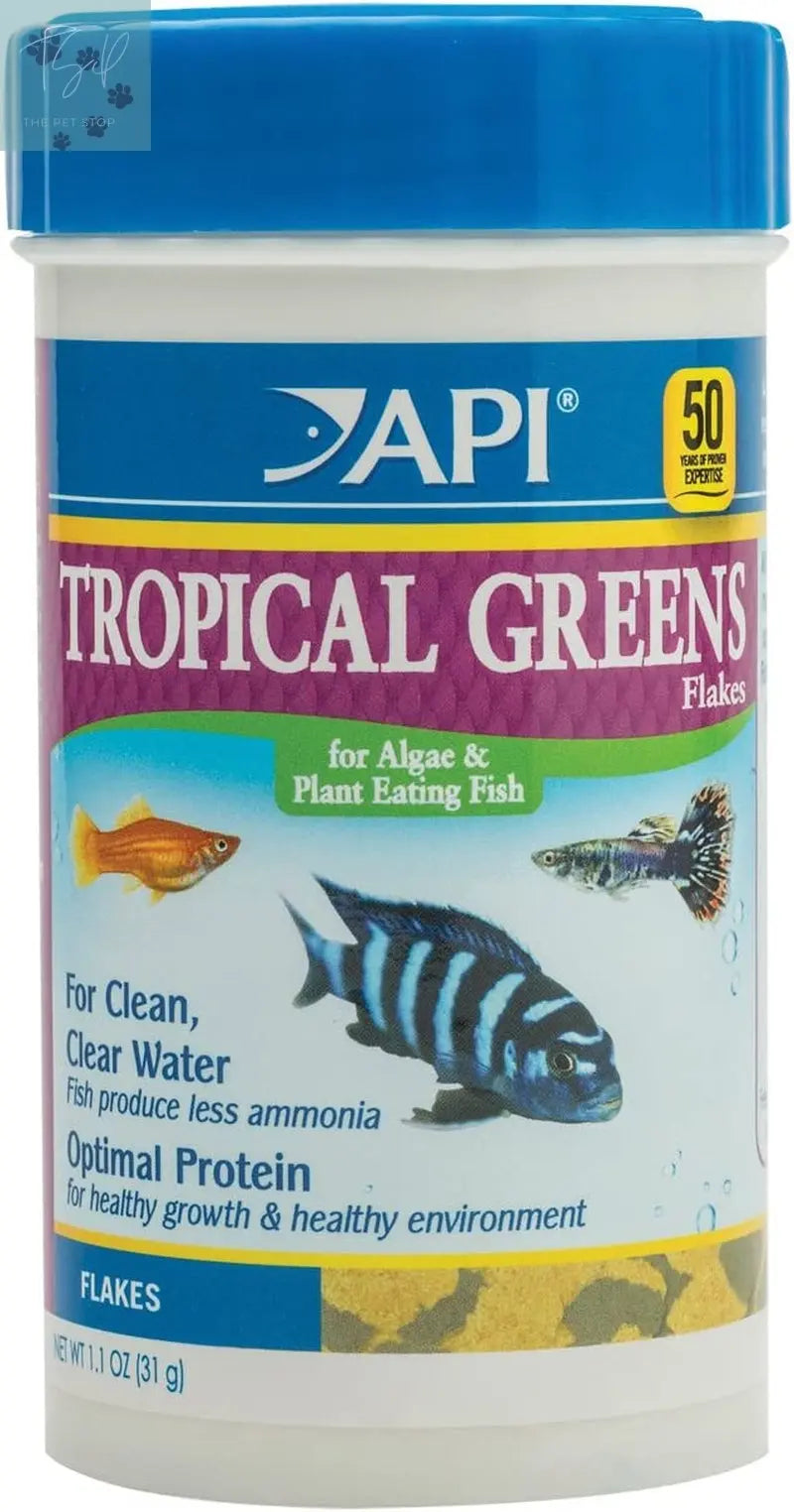 API Tropical Greens Flakes Fish Food for Tropical Fish, 2.1-Ounce Container Mars Fishcare