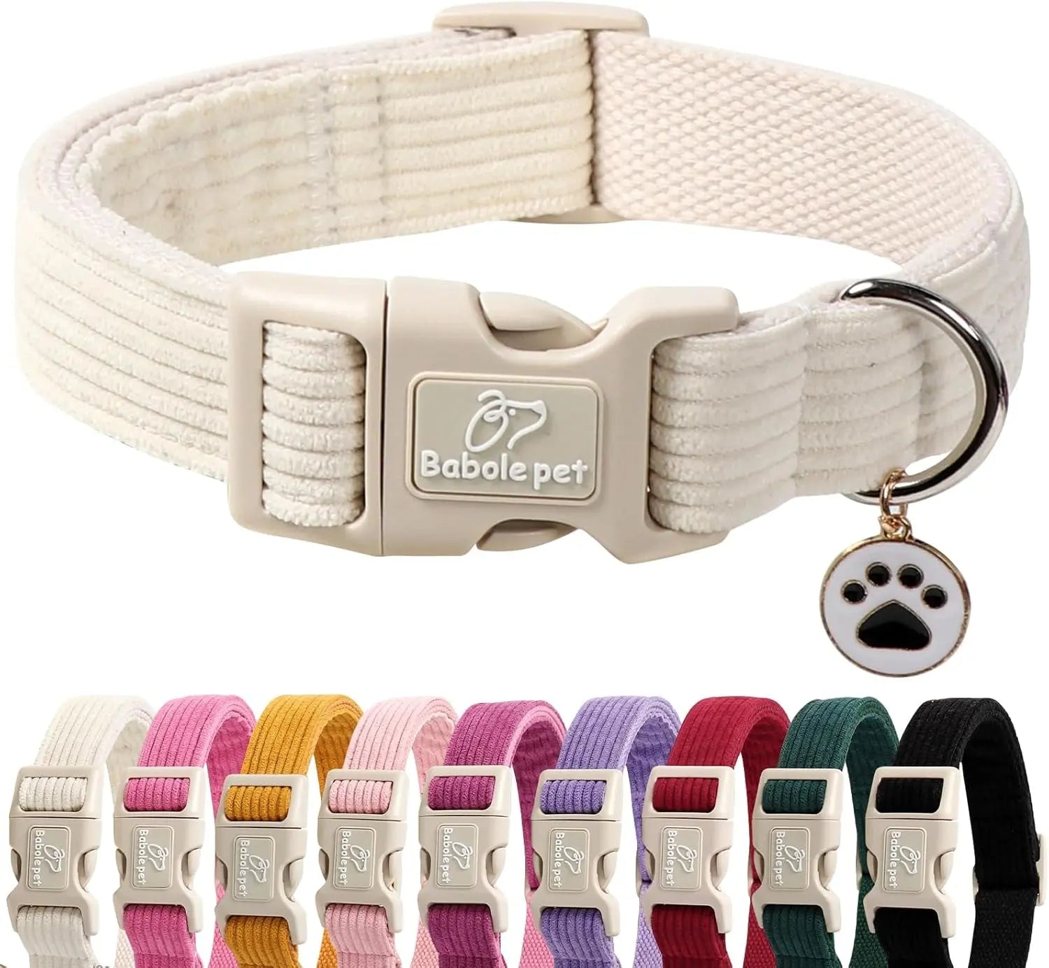 Adjustable Lavender Nylon Dog Collar with Safety Metal Buckle for Small to Large Dogs Babole Pet
