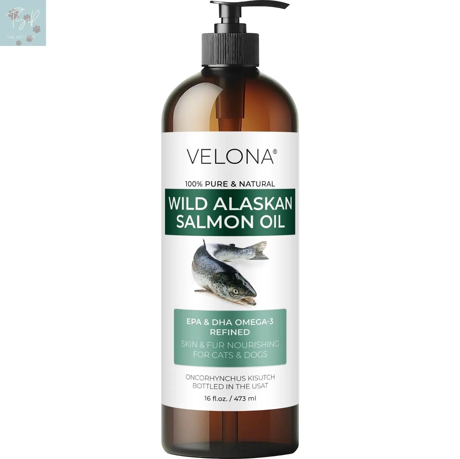 Velona Wild Alaskan Salmon Oil for Dogs and Cats - 2 Fl Oz and 1 Gallon Options, Rich in Omega-3 and EPA for Healthy Coat Does not apply