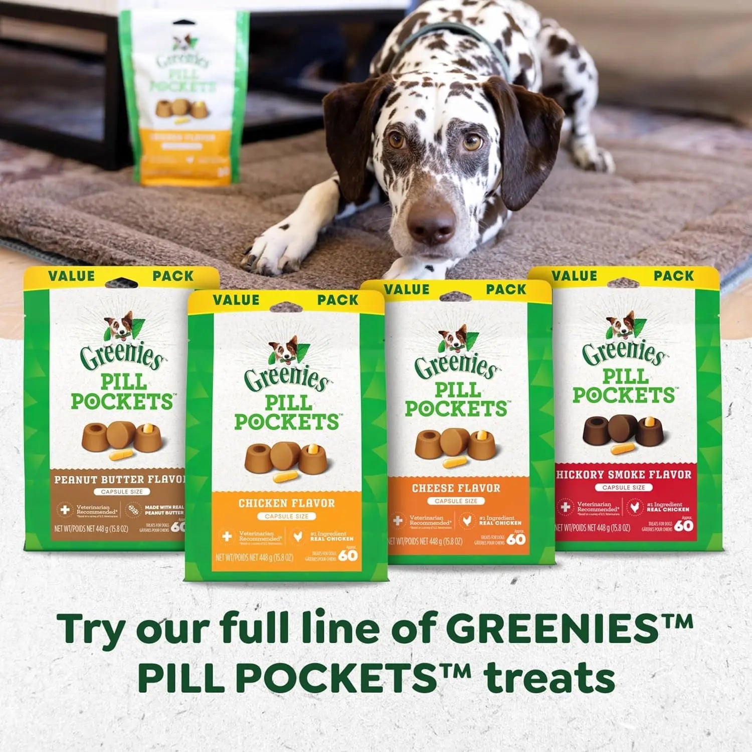 Delicious Greenies Pill Pockets for Dogs - Large Soft Treats with Real Peanut Butter (60 Treats, 15.8 oz) Mars Petcare US